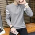 Áo sơ mi nam mùa thu trục cotton nam áo thun dài tay có sọc nam sơ mi đẫm máu mát mẻ ngày quần áo áo phông nam Áo phông dài