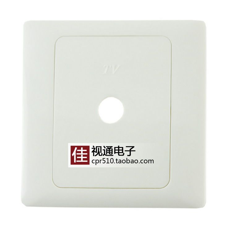 Type 86 switch socket blank panel with outlet hole hollow round cable TV TV through hole white cover plate DIY