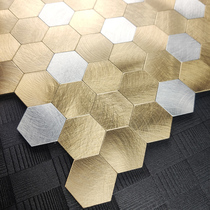 Golden Hexagonal Mosaic wall sticker Self-adhesive tile background wall Simple modern seamless Hexagonal creative metal tile