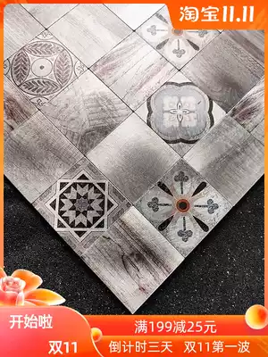 Wood grain pattern retro mosaic wall stickers TV background wall tiles self-adhesive self-adhesive European imitation solid wood stickers