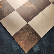 Bronze rose gold brushed Mosaic wall sticker Tile TV background wall Self-adhesive living room Metal Nordic antique