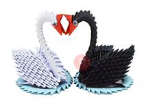 Paper edge triangle insert origami material package Black and White Swan DIY origami student puzzle handmade Swan material package