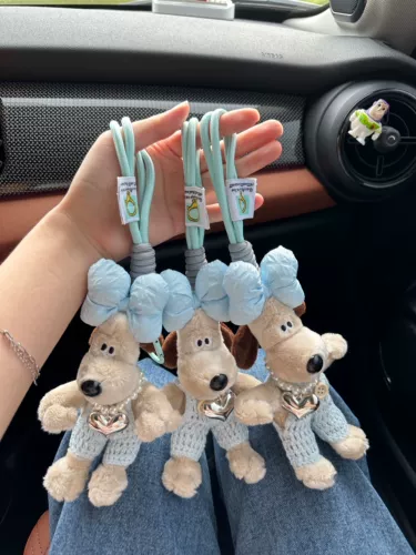 Милая плюшевая кукла с бантиком, мультяшный брелок, подвеска, подарок на день рождения