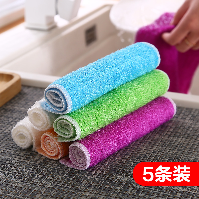 Bamboo fiber non-stick dishwashing cloth housework cleaning rag household kitchen supplies oil dishwashing towel absorbent Rag