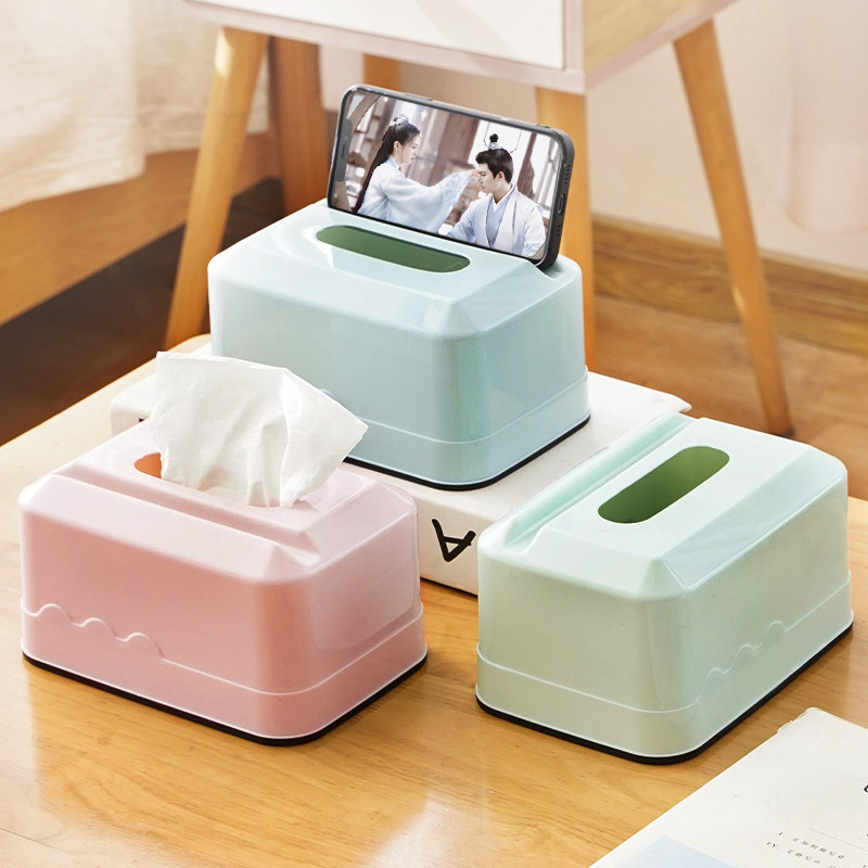 Tissue box household paper box bedroom toilet paper box living room tea table plastic multi-functional storage box mobile phone holder