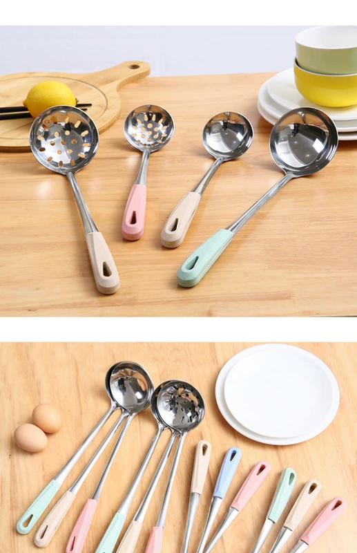 Hộ gia đình dày inox súp cháo súp lớn cháo dài tay cầm bằng nhựa nóng nồi lẩu thìa bếp