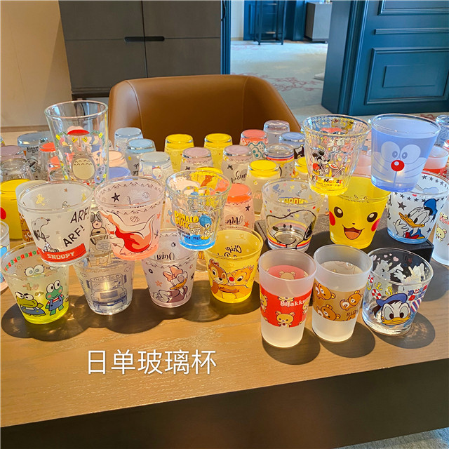 45 ~ export Japan glass water cup cartoon glass juice cup milk cup ~ precious and rare