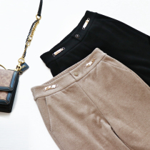 Ku Yin way full of retro corduroy high waist temperament slim pants casual wide leg pants