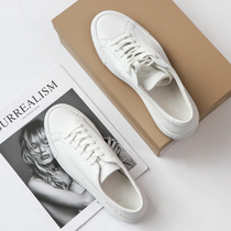 Ku Yin Xiaopai Spring Summer White Shoes Leather Joker Flat Lace Bace Shoes Couple Leisure Sneakers