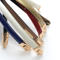 Kuyin patent leather cowhide women trend B tie dress decoration belt slacks