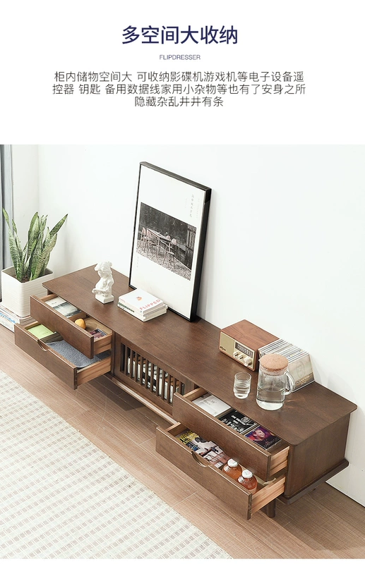 Tủ tivi gỗ nguyên khối gia đình tất cả gỗ nguyên khối Thời trang phong cách bắc âu hiện đại tối giản căn hộ nhỏ phòng khách tủ lưu trữ đồ nội thất - Buồng