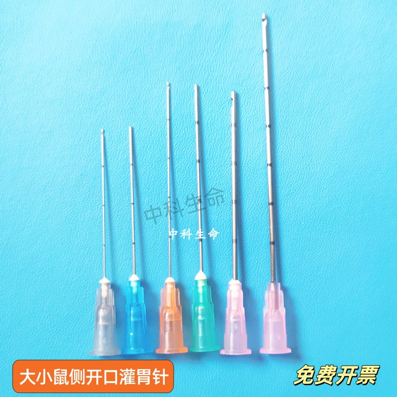 小鼠灌胃针灌胃器不锈钢针头大鼠喂药喂食器实验白鼠直弯头侧开口