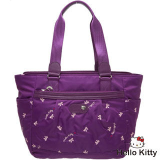 Hello Kitty Katie Waltz Series Bow Embroidered Large Tote Bag Purple - Taobao