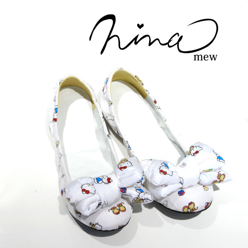 ninamew X hello kitty joint limited Katie bow flat shoes - Taobao
