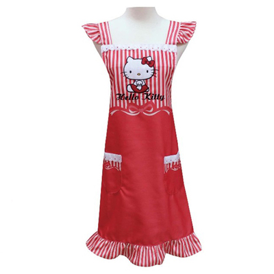 Hello Kitty butterfly knot with lotus leaf edge apron-red