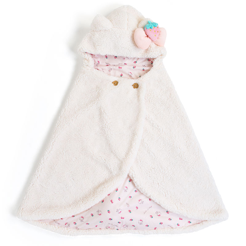 HELLO KITTY Cute Strawberry Bow Tie Cat Ear Plush Cape