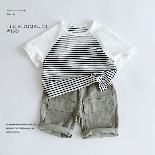 Летняя освежающая цветная детская приятная телу дышащая футболка, в западном стиле, в корейском стиле, короткий рукав