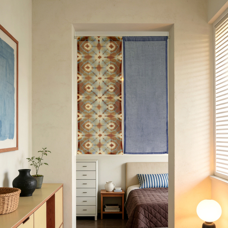 Original Handmade Tie-Dye Living Room Decoration Bohemian Style Bedroom Feng Shui Partition Curtain Linen Door Curtain