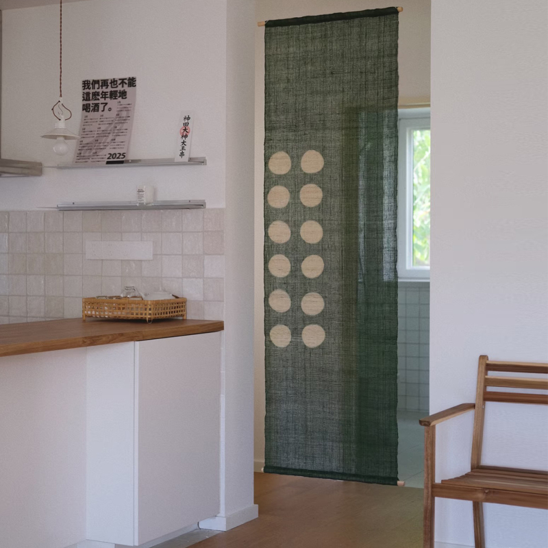 Original Handmade Plant-Dyed Vintage-Style Zen Wall Art to Cover up Imperfections, Entrance Hanging Curtain, Window Display, Exhibition Hall Decoration Original Handmade Plant-Dyed Vintage-Style Zen Wall Art to Cover up Imperfections, Entrance Hanging Curtain, Window Display, Exhibition Hall Decoration