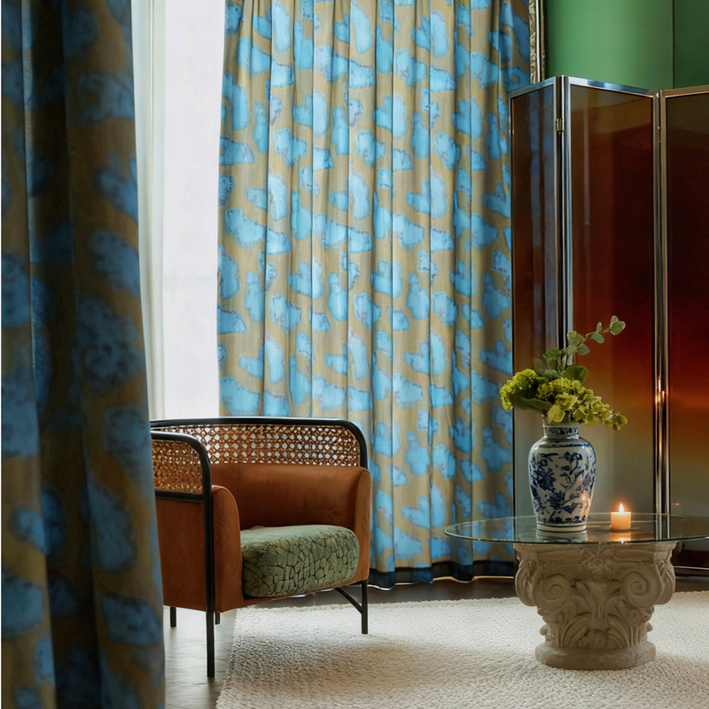 Original Handmade Tie-Dye Style Vintage Bauhaus Decorative High-End Wool Texture Jacquard Curtains