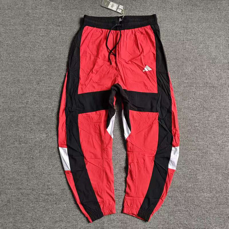 Adidas Men's Sports Running Pants Training Black and White Red Color-Blocked Woven Jogger Pants Fi4685