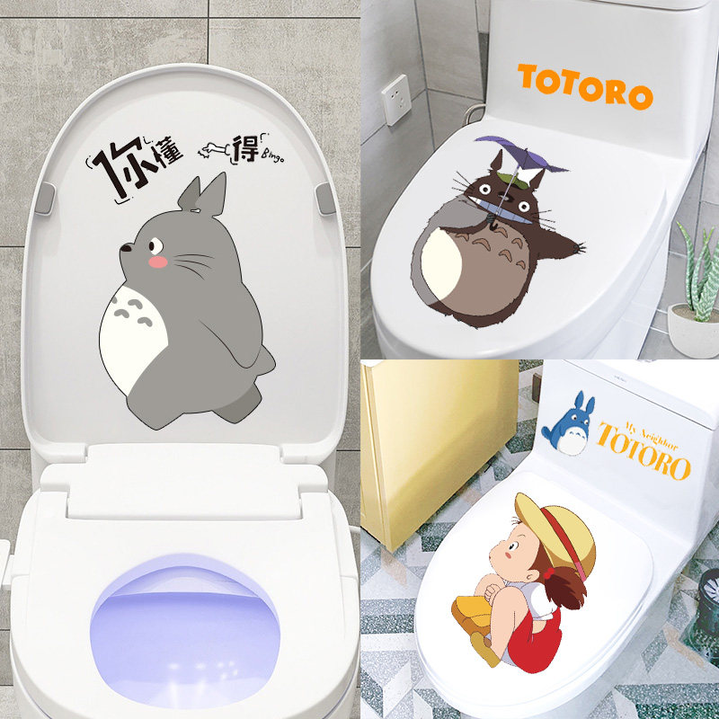 Cartoon Hayao Miyazaki Toilet Cover Sticker Personality Removable Anime Self-adhesive Waterproof Toilet Bathroom Sticker