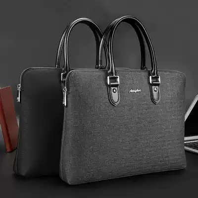 Briefcase Men Business A4 File Bag Canvas Simple Office Bag Women Large Capacity Multi-Layer Computer Conference Information Bag