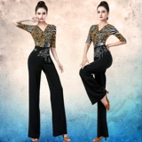 越野营 Jitba Dance Top For Women Leopard Print Средние рукавицы танцевальная одежда нового стиля набор одежды Square Dance Performance Clothing