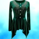 AA6D099 Diamond Long Riep Top -Dark Green