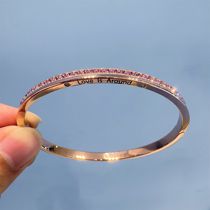 Swarovski Love Is Around Rose Gold and Black Couple Bracelets for Men and Women as Gifts