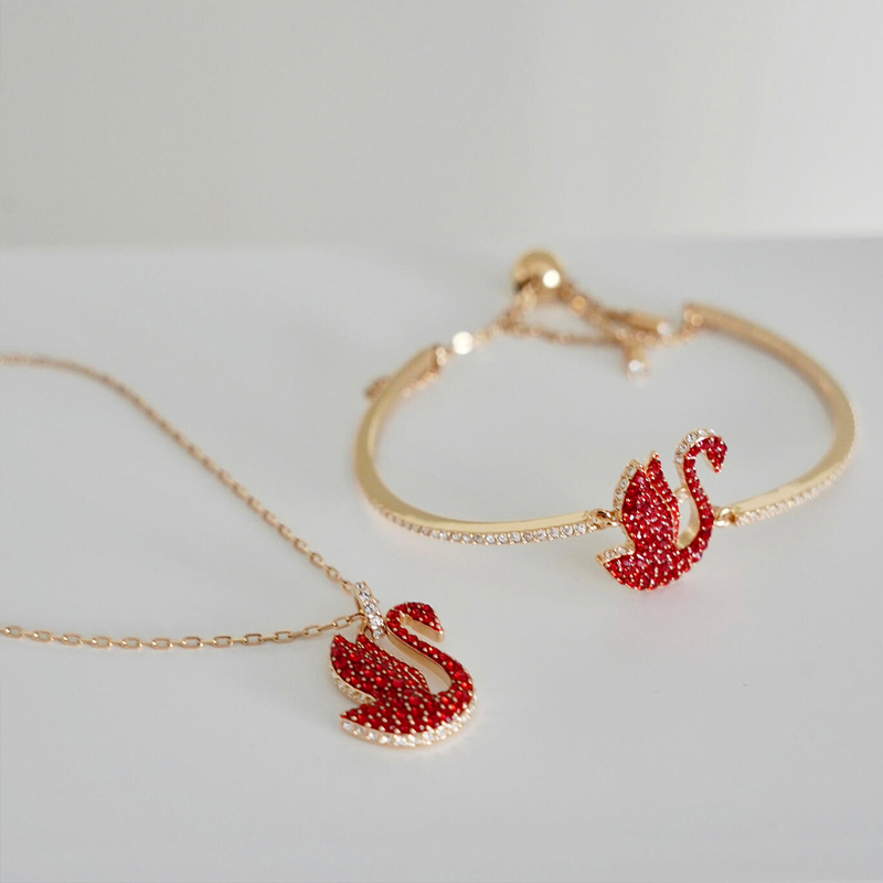 Swarovski Iconicswan Red Swan Bracelet Necklace Bracelet Women's Set Gift Fortune 5649774