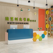 Company paint front desk Kindergarten early education training institutions Reception desk Art center Bar counseling class Front desk table