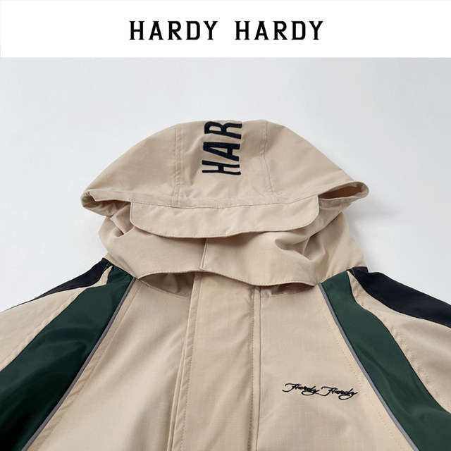 HARDYHARDY2022 Autumn Trendy Brand Loose Contrast Color Drawstring Velcro Hooded Jacket Men and Women's Jacket