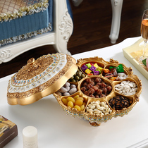 Home luxury nine grid large cover dried fruit plate European living room coffee table candy dry nut creative ornaments storage