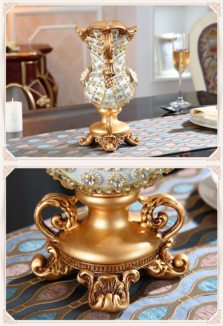 Luxury European Resin Vase Stereoscopic Dried Fowers Arrangement Wobble Plate Living Room Entrance Ornaments Home Decorations