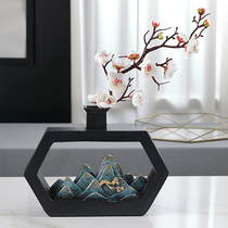 Modern New Chinese Light Extravagant Dwarf Vase Home TV Cabinet Xuan Guan Dinner Table Office Fake Flower Dry Flower Flower Arrangement Pendulum