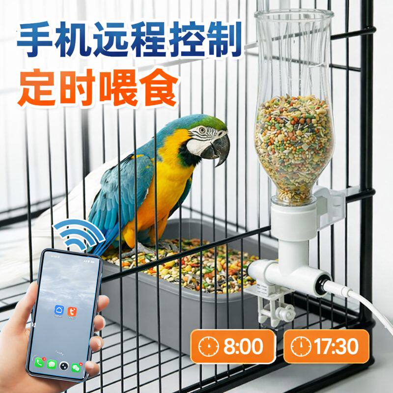 鹦鹉喂食器远程控制自动定时定量鸽子八哥鸟自动投食下料喂鸟器