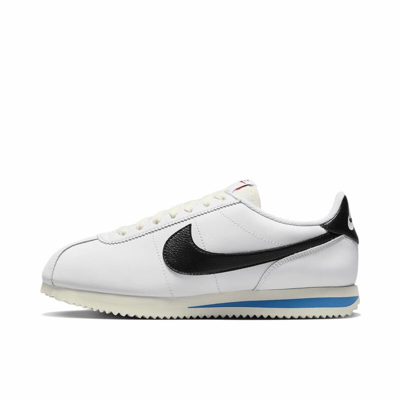 Nike Cortez Comfortable and Versatile Shock-Absorbing and Wear-Resistant Low-Top Women's Shoes White Black Blue Dn1791-100