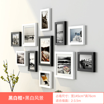 Solid wood photo wall decoration hole-free photo frame wall Photo wall Photo frame wall hanging combination Solid wood picture frame photo wall