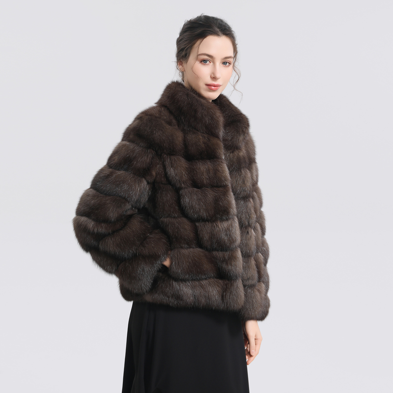 Vell Fur Z32 Sable Ace 5+ Starry Sky Stand Collar Russian Sable Socialite Coat