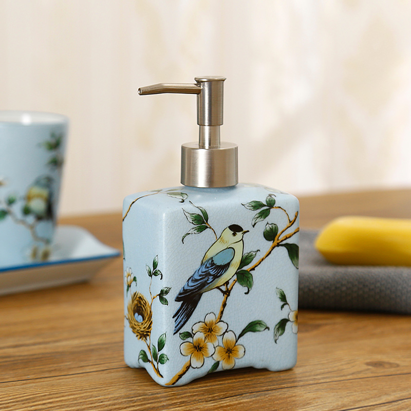 American-style ceramic hand sanitizer bottle lotion bottle household laundry detergent bottle powder room press-type large-capacity lotion bottle