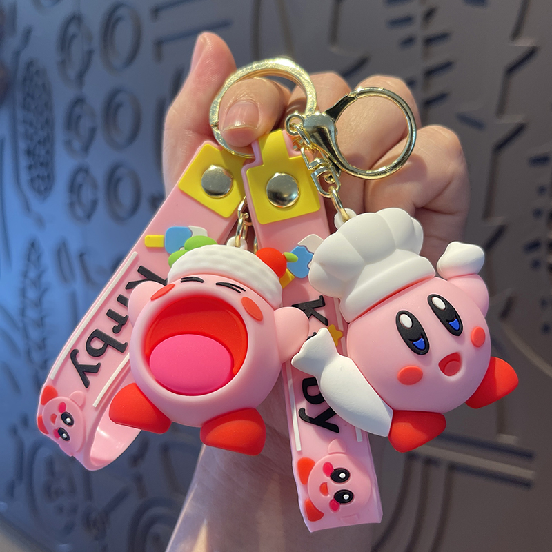 Cartoon Food Kirby Keychain Creative Gift for Boys Car Keychain Bag Pendant Doll for Men