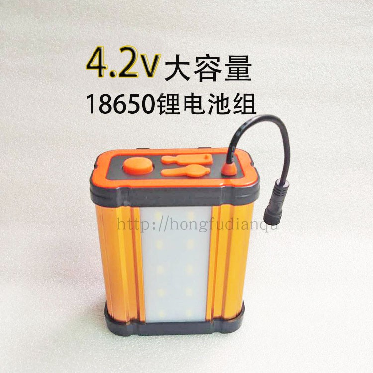 4 2v18650 large capacity rechargeable lithium battery pack Strong bald light fishing light USB phablet fan power supply