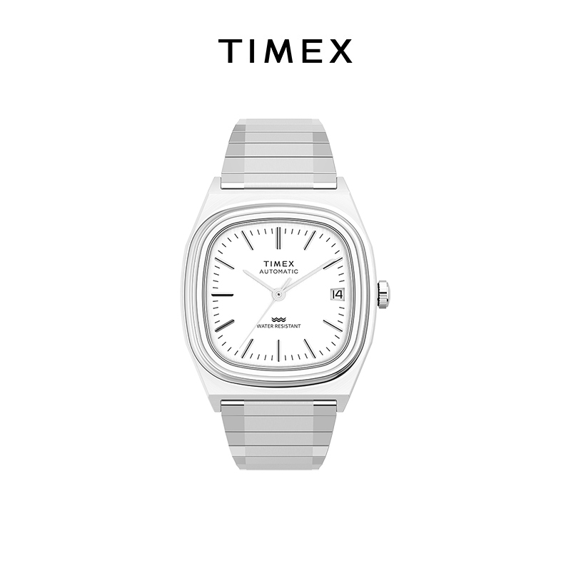 Timex E-Line Retro Square Round Expandable Strap Automatic Mechanical Watch Men's Tv Dial