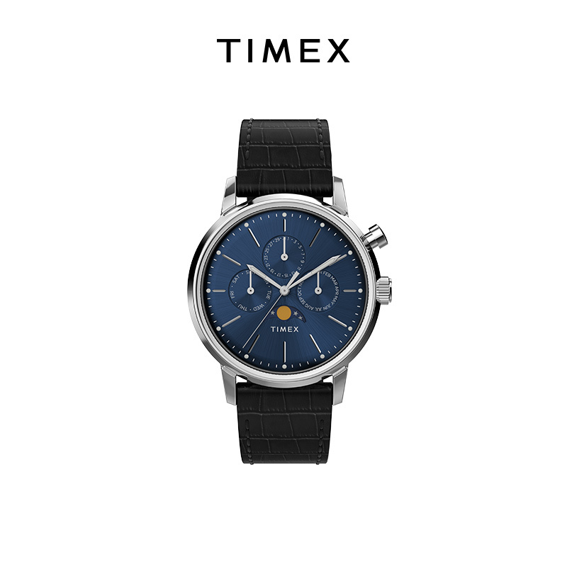 Timex Marlin Series Moon Phase Display Watch Three-Eye Six-Hand Light Business Quartz Watch for Men Timex Marlin Series Moon Phase Display Watch Three-Eye Six-Hand Light Business Quartz Watch for Men