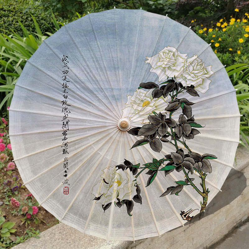 (Rose) Classical Oil Paper Umbrella Female Antique Rainproof Sunscreen Practical Complex Dance Traditional Decoration Props Hanfu Umbrella