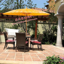 Luzhou super large outdoor courtyard umbrella leisure beach outdoor umbrella parasol golden yellow oil paper umbrella