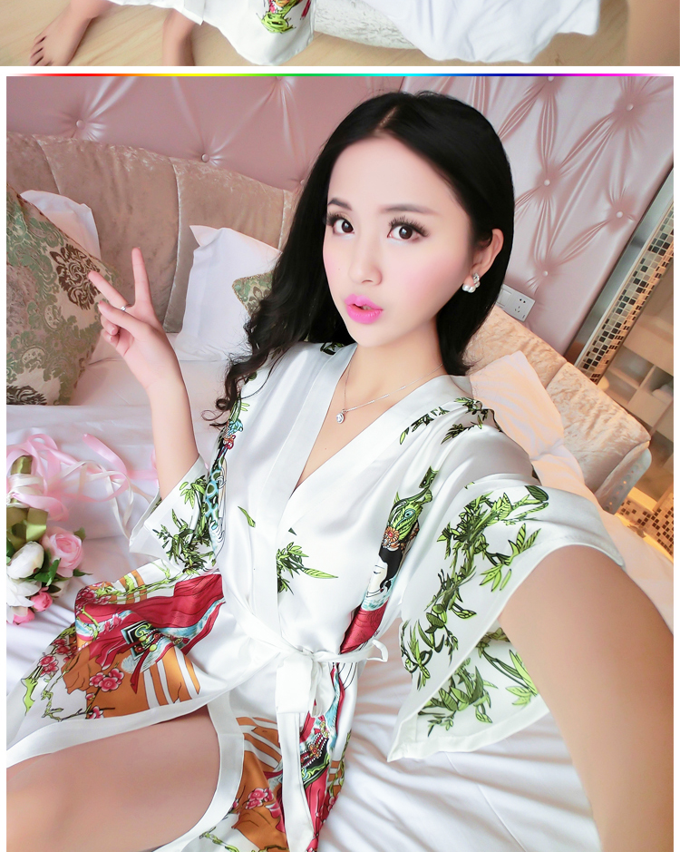 Nữ duy nhất khí áo ngủ nữ mùa hè sexy mê hoặc băng lụa siêu ngắn nightdress vui vẻ áo choàng tắm lụa yukata phần mỏng nữ