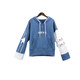 Ready in stock! Original design I love studying hooded jacket sweatshirt blue and white contrasting sleeves student bestie outfit