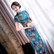 Cheongsam female silk summer long elegant Mulberry Silk high-end Chinese style old Shanghai Republic of China young girl